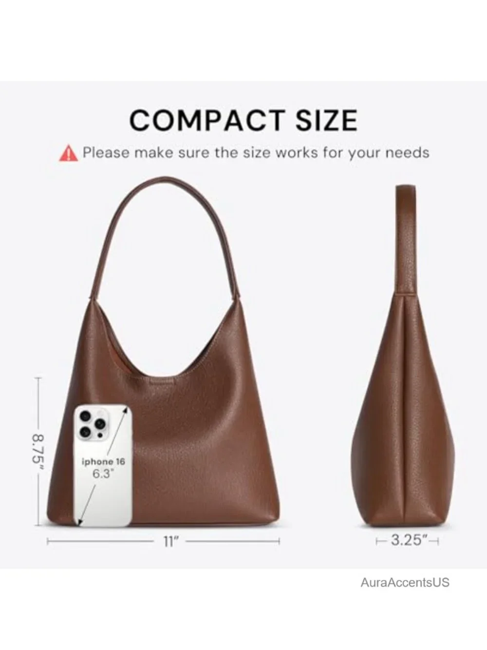 Slouchy Hobo Shoulder Bag for Women, Vegan Leather, Everyday Purse
